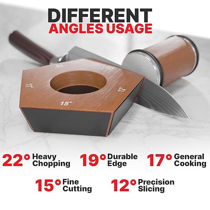 Rolling Knife Sharpener Kit, Chef Knife Sharpener Tool for Kitchen Knives, Roller Knife Sharpening System with 15 & 20 Degree Magnetic Angle, Wooden Roller with Diamond Discs