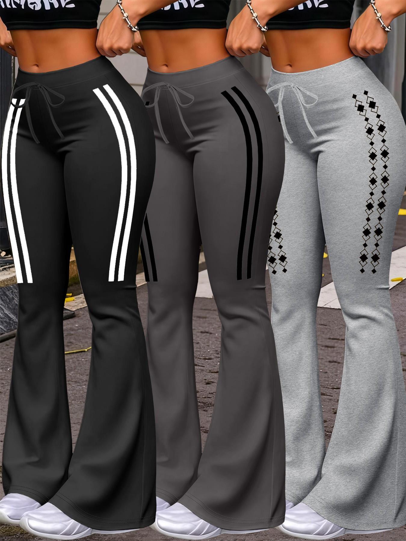 Women's Casual Fashion Long Pants, Unique Print, Fit, Drawstring Waist, Milk Silk Yoga Pants, All-Season Wide Leg Jogger Pants