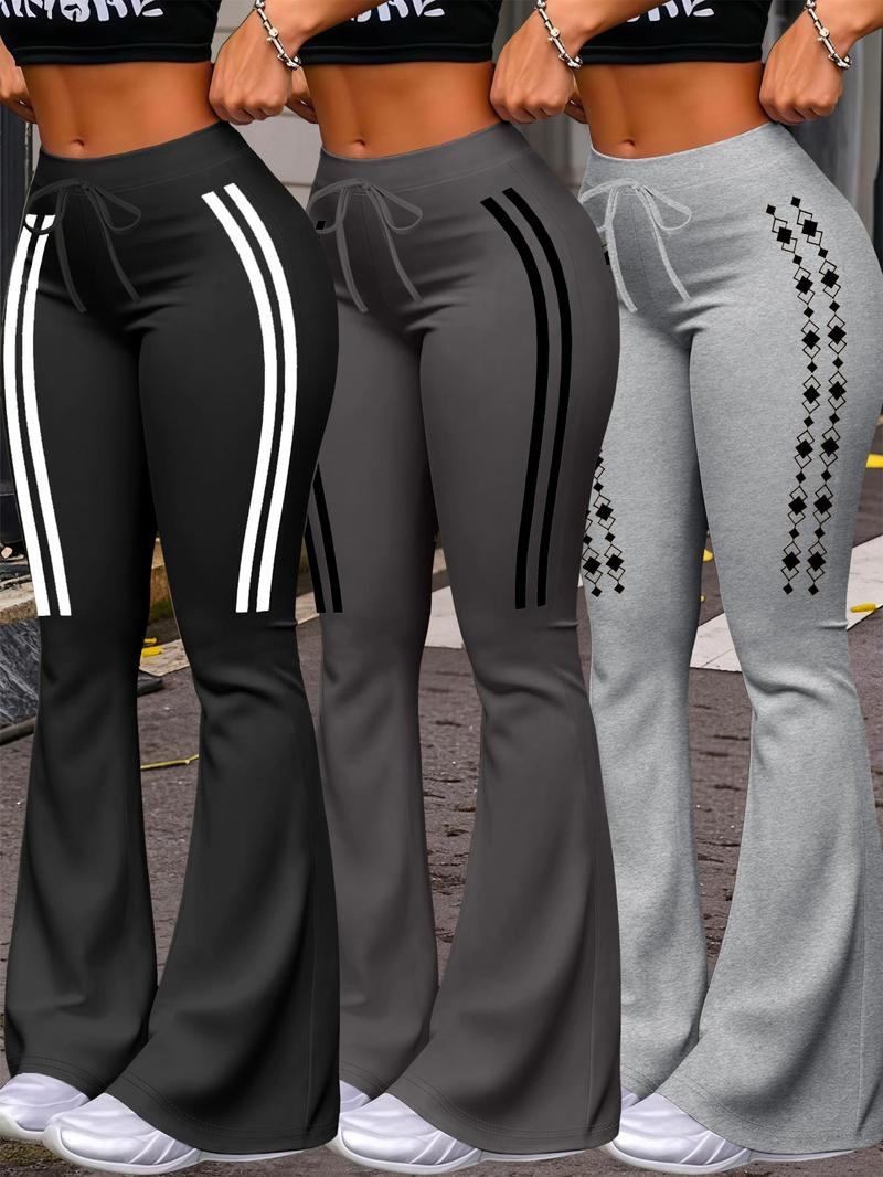 Women's Casual Fashion Long Pants, Unique Print, Drawstring Waist, Milk Silk Yoga Pants, All-Season Wide Leg Jogger Pants