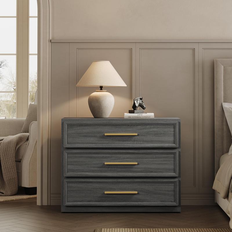 SICOTAS Night Stand Oversized Extra Large Nightstand Tall Bedside Side Table with 3 Drawers