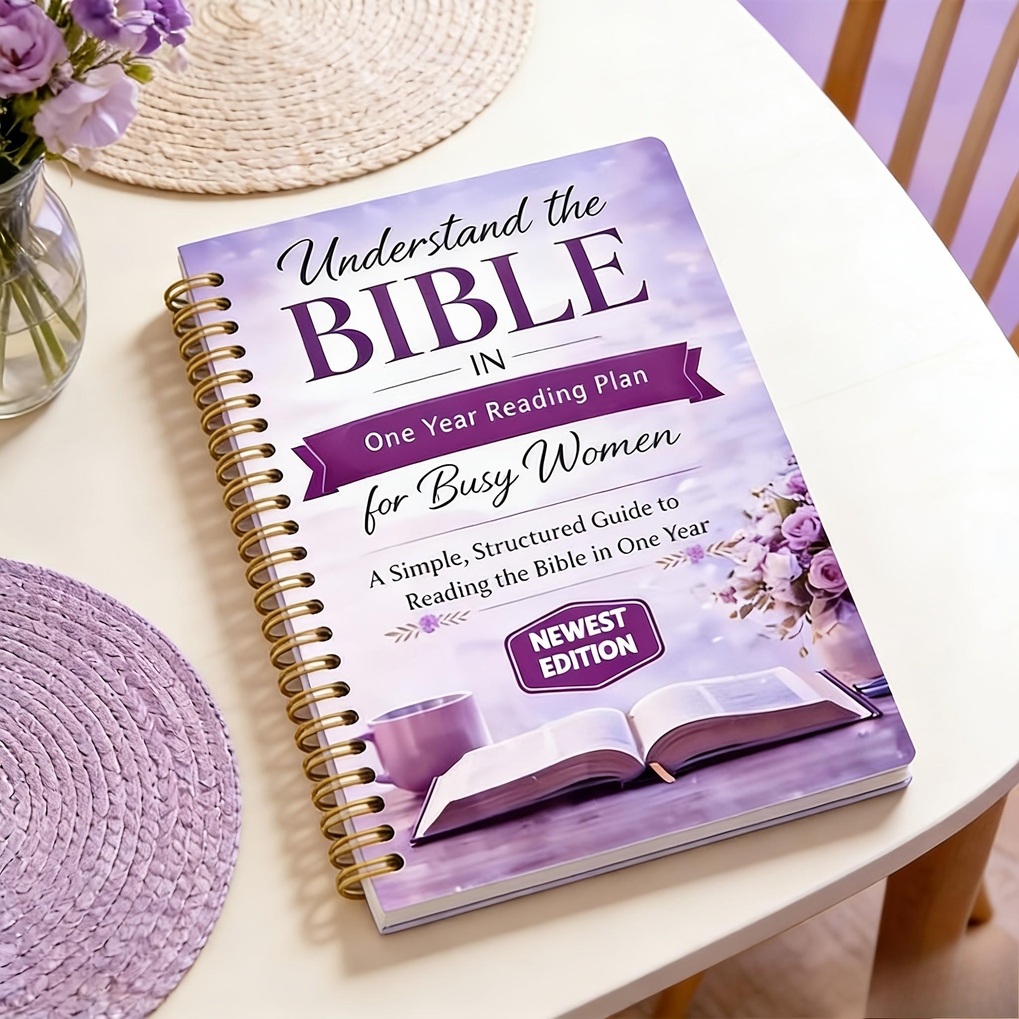 Christian Bible Reading Plan Book & Log, Portable Structured Daily Learning Journal, Ideal for Personal, Family, Group Use, Floral Design