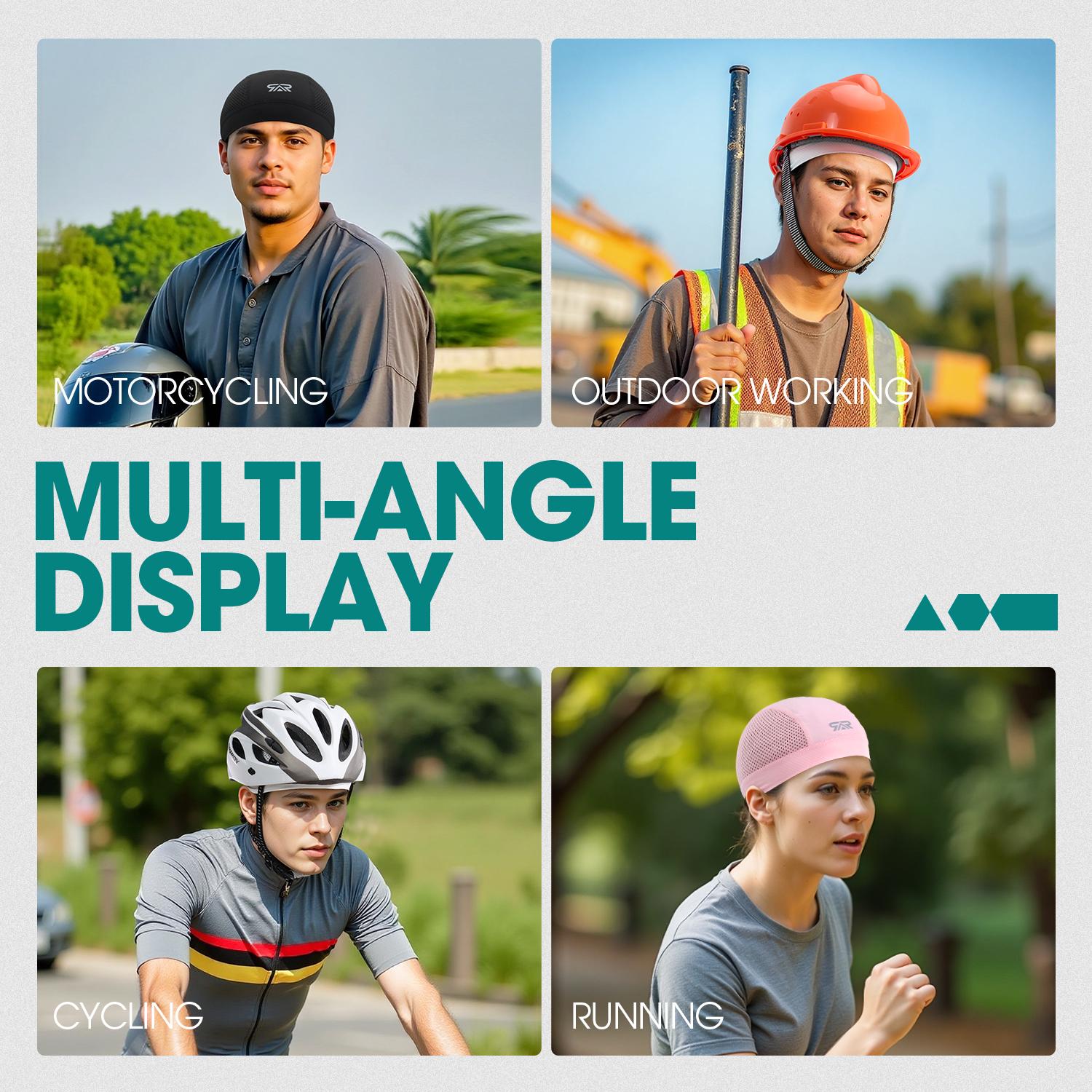 Breathable Skull Cap, 3 Counts/set Color-blocked Design Cycling Hat, Sports Hat, Quick-dry & Sweat-resistant Technology Hat for Running & Biking