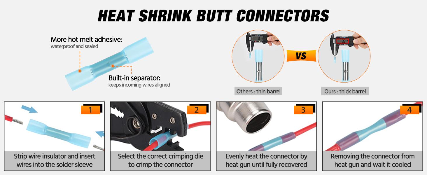Nilight 4-Pin DT Waterproof Connector Set, 16AWG 6 Male & Female Plug&Play Electrical Cable Terminals Kit with Heat Shrink Butt Terminals, Durable Reliable Connectors for Scooters, LED Light Bar, Twinkle Light
