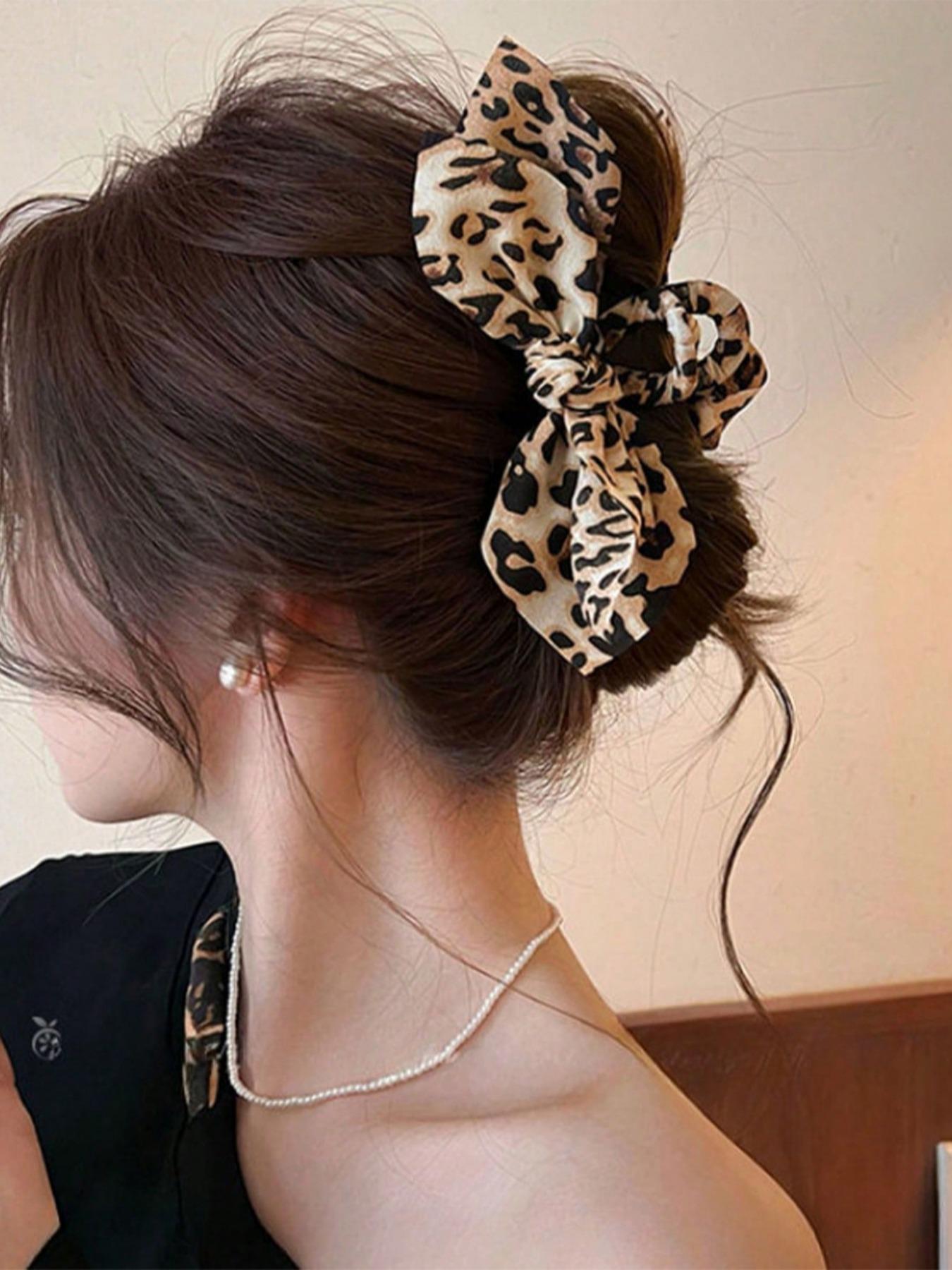 3PCS Women's Large Leopard Print Bow Claw Clips Vintage Y2K Aesthetic Strong Hold Hair Clips for Daily Beach Styling Soft Girl Trending Accessory 3PCS Women's Large Leopard Print Bow Claw Clips Vintage Y2K Aesthetic Strong Hold Hair Clips for Daily Beach Styling Soft Girl Trending Accessory