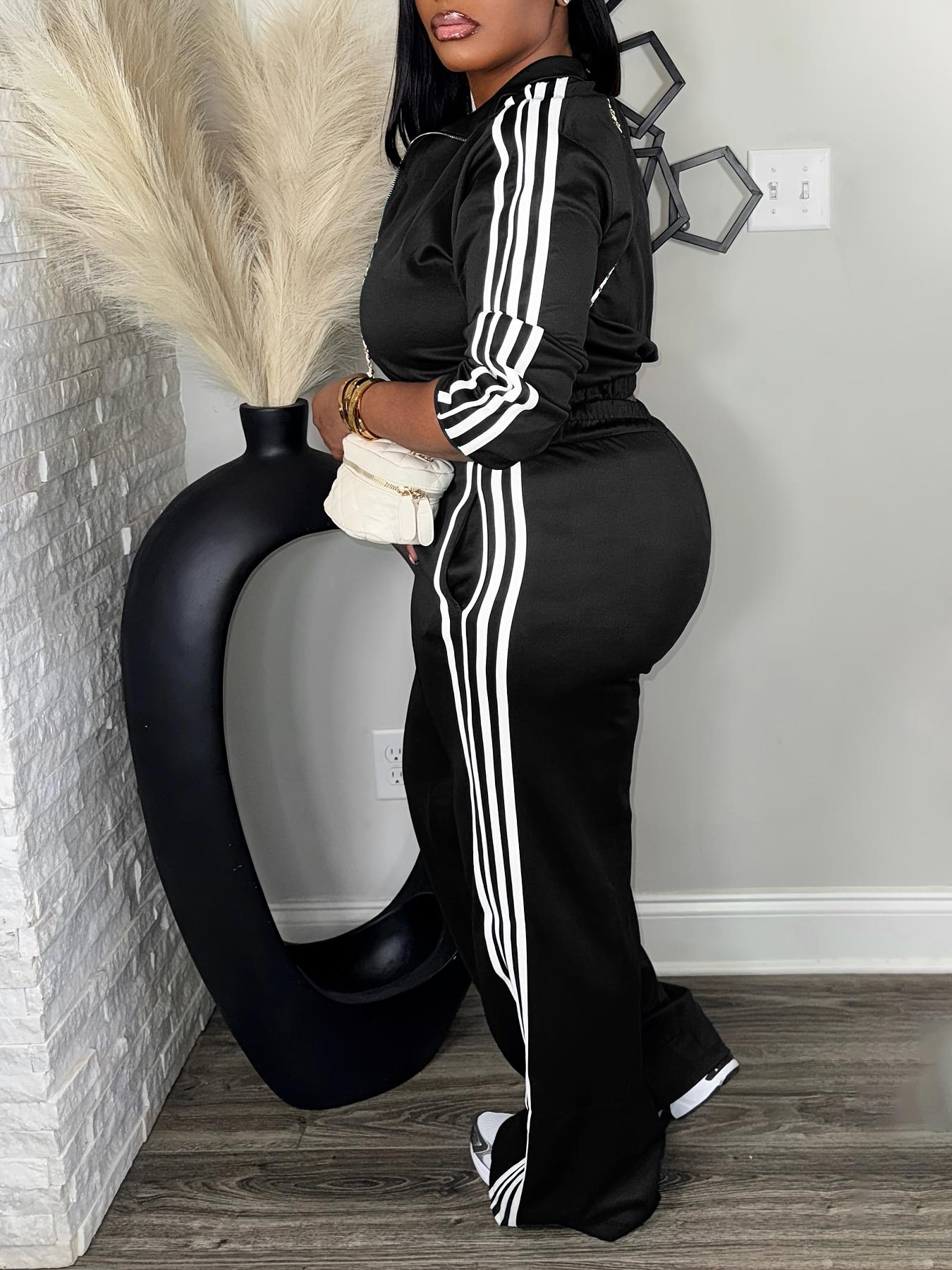 Women's Tracksuit Set, Casual Long Sleeve Zip Up Jacket & Pants Set for Spring & Fall, Women's Clothes for Daily Wear, Sweatsuit Set Outfit