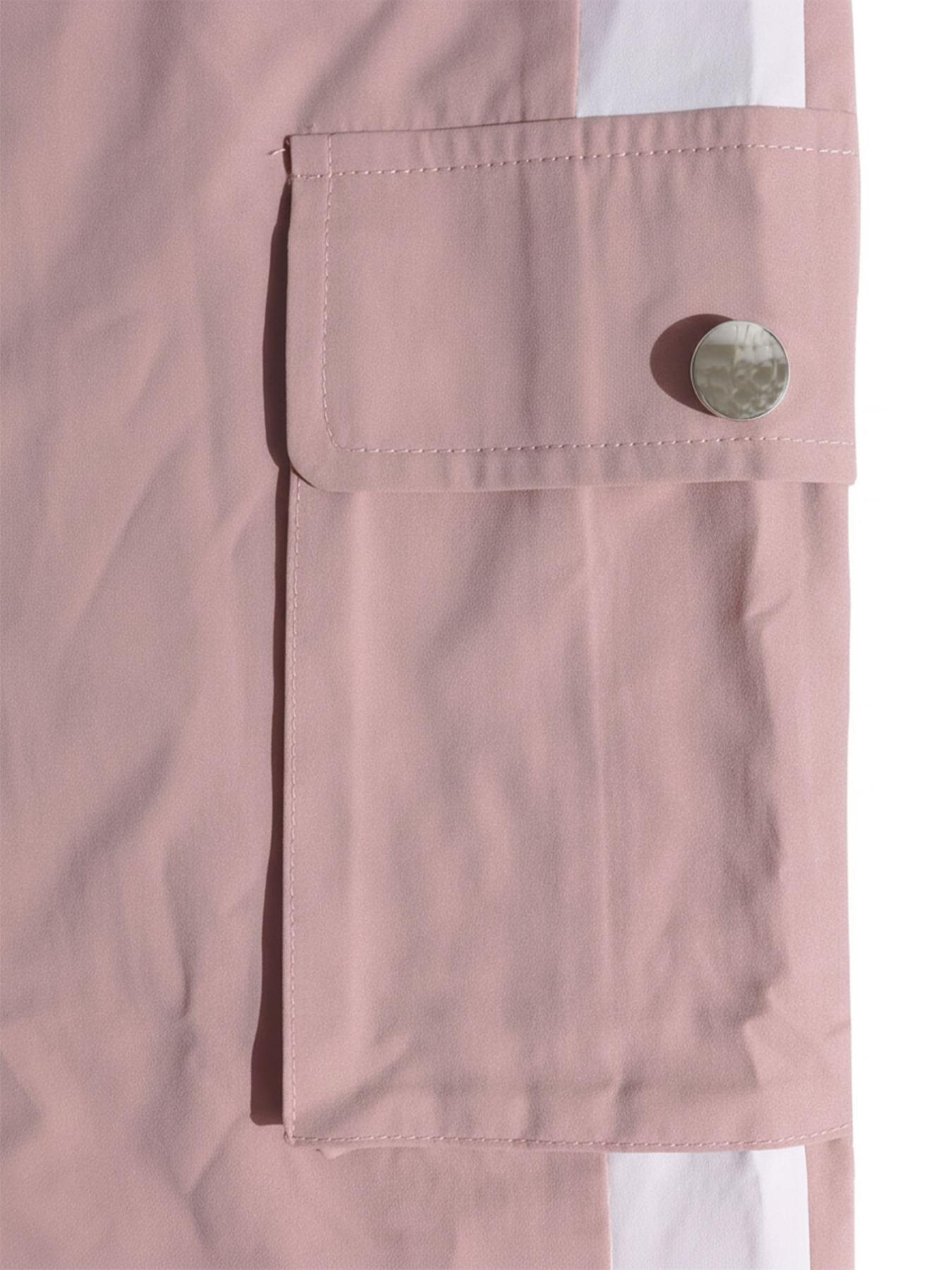 Women's Two-Piece Workwear Sport Set, Long Sleeve Zipper Windbreaker Jacket, High Waist Multi-Pocket Cargo Pants, Colorblock Design, Athletic Activewear Tracksuits, Athleisure Wear Set