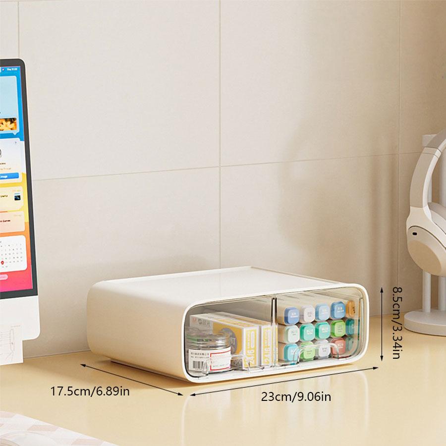 Multifunctional Desktop Storage Box, Desk Tidy, Pull-Out Cosmetic Organizer, Desk Stationery Holder, Office Supplies Container, Space-Saving Design