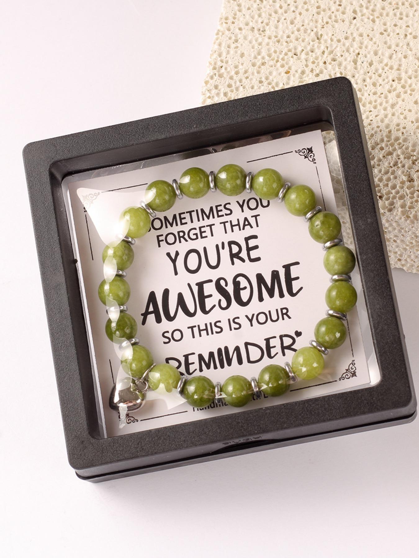 Natural Agate Heart Bracelet, Healing Encouragement Style, Inspirational Card Design, Best Friend Gift, Graduation Encouragement Jewelry