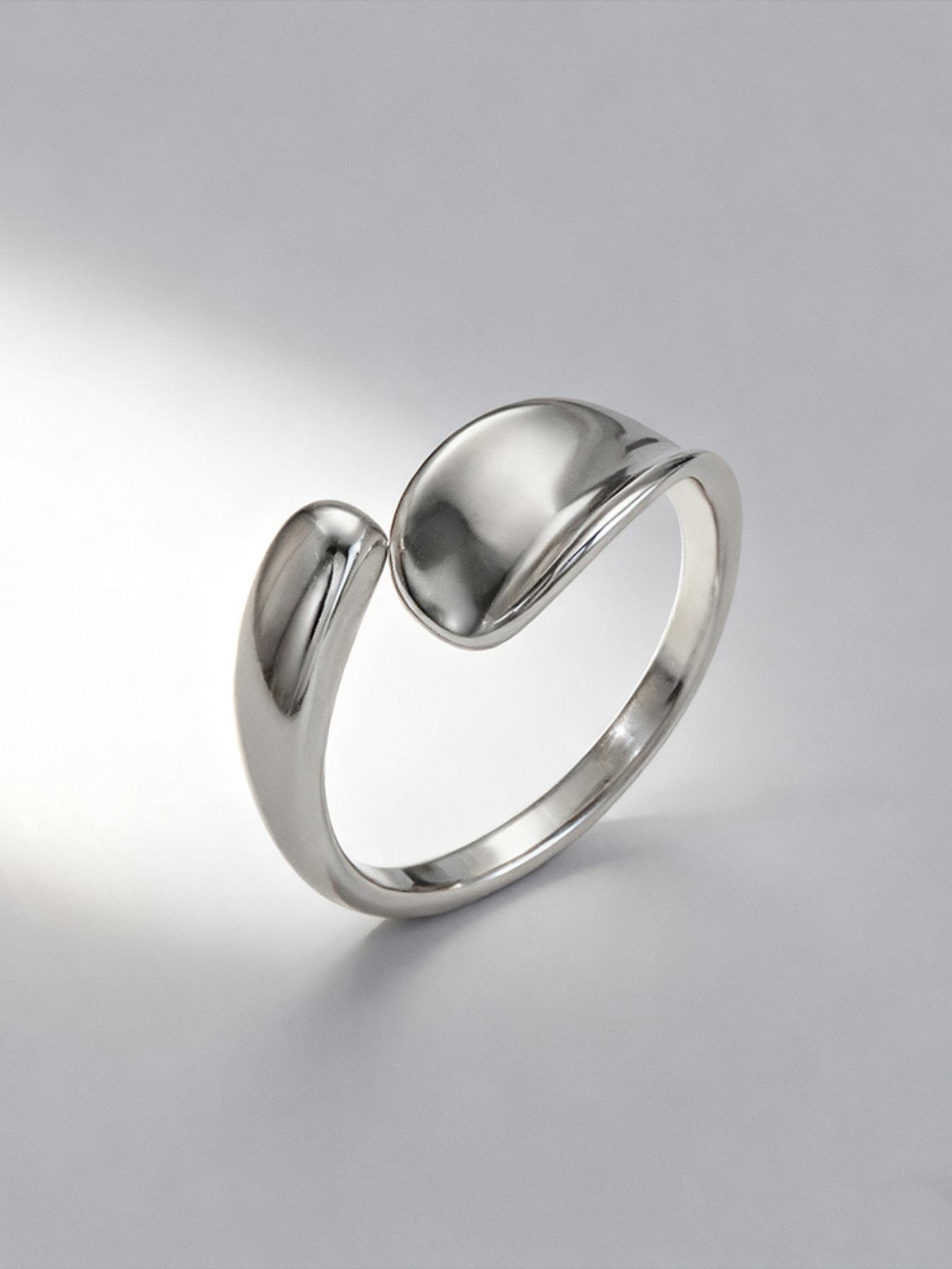 Women's Stainless Steel Open Ring, Simple Irregular Shape Electroplated Titanium Steel Jewelry, Perfect Gift for Women