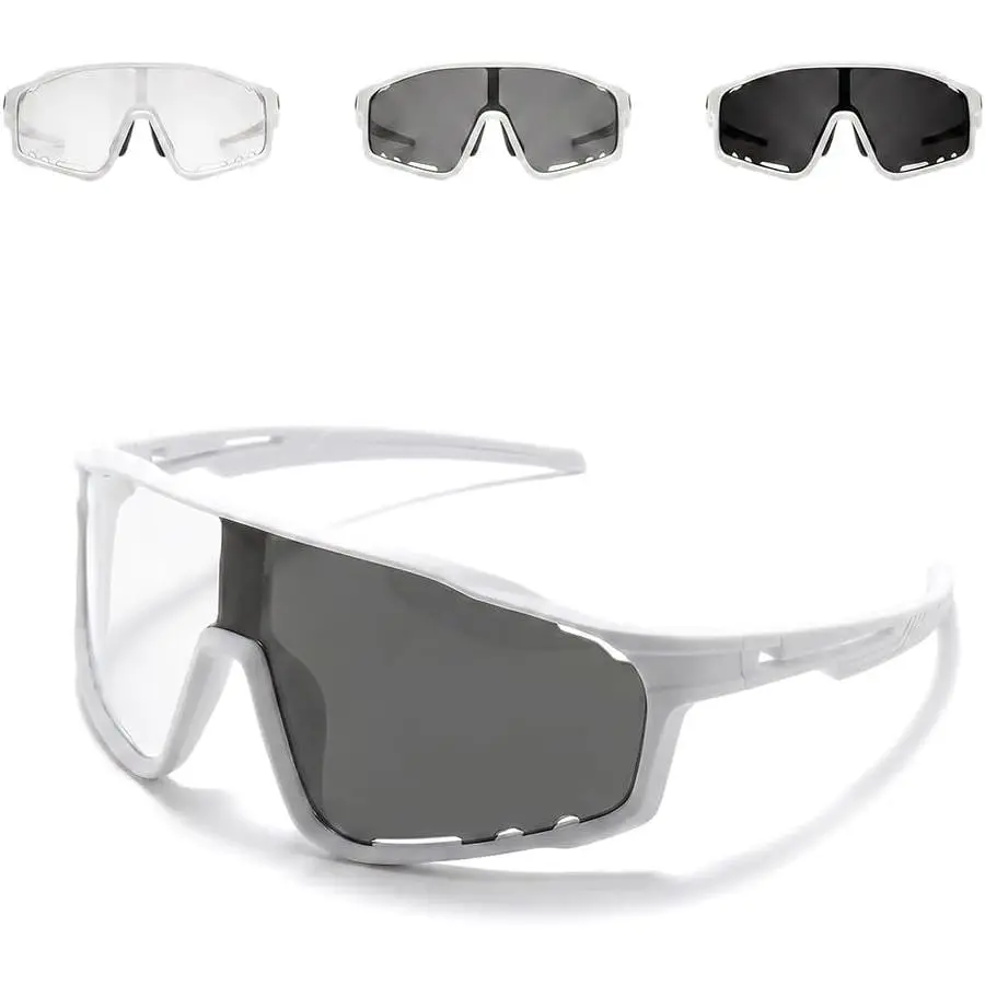 UV400 Photochromic Polarized Safety Glasses, PC Lens Sunglasses for Cycling Driving Fishing Outdoor Use