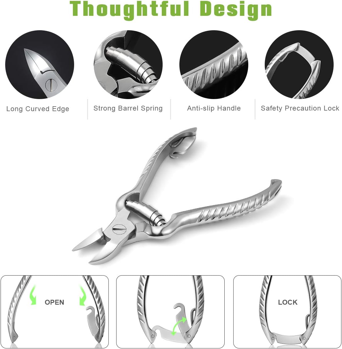 Heavy-duty toenail clippers, suitable for thick and ingrown nails -| Stainless steel toenail clippers for the elderly, thick toenail scissors, ingrown toenail tool Heavy-duty toenail clippers, suitable for thick and ingrown nails -| Stainless steel toenail clippers for the elderly, thick toenail scissors, ingrown toenail tool