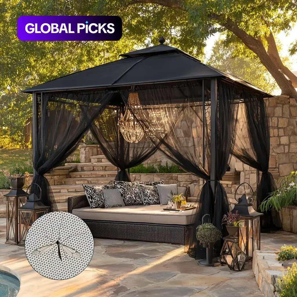 Sheer Outdoor Mosquito Curtain, Classic Style Half Transparent Curtains, Knitted Polyester Mesh, Adjustable Rod Pocket Design, Mesh Netting Sides, Mosquito Nettings, Mosquito Proof Net #GLOBAL PICKS