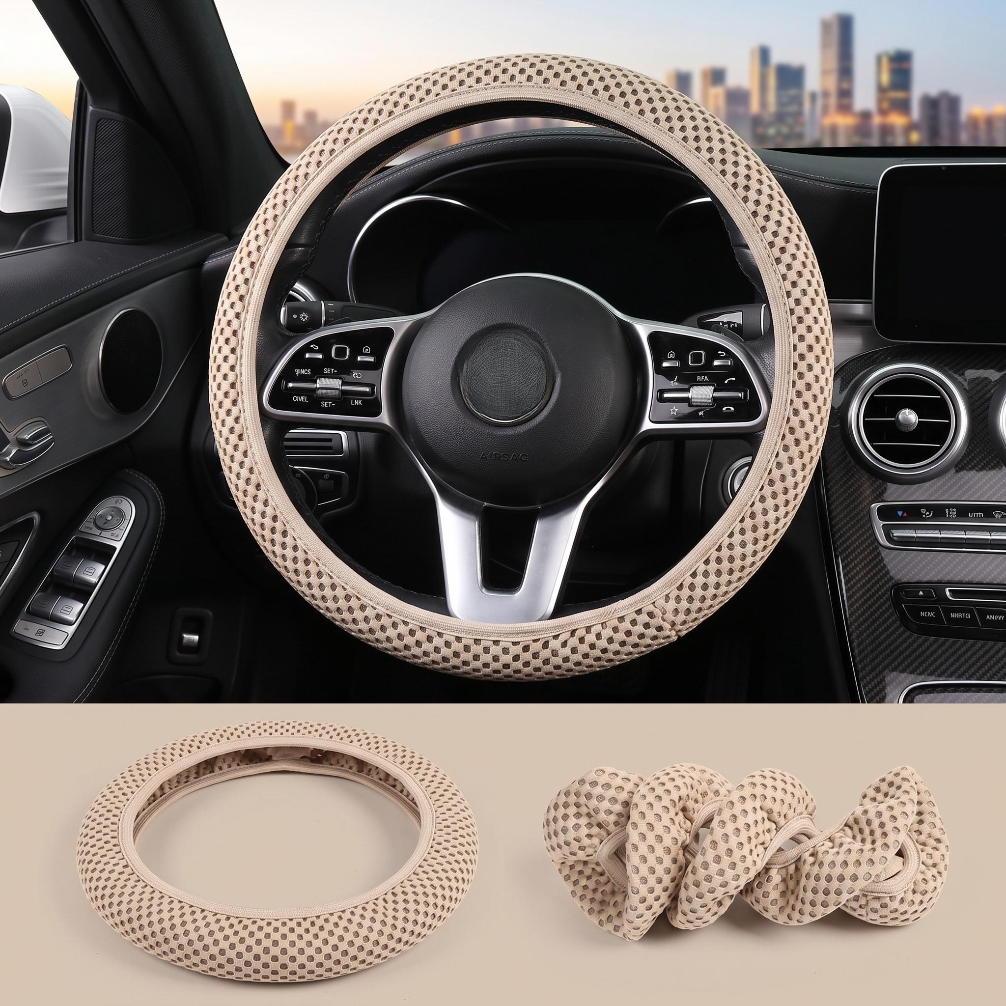 Multiple Colors Elastic Stretch Breathable Car Steering Wheel Cover, 15 inch Universal Fit All Season Comfort Steering wheel cover Automotive-YY1