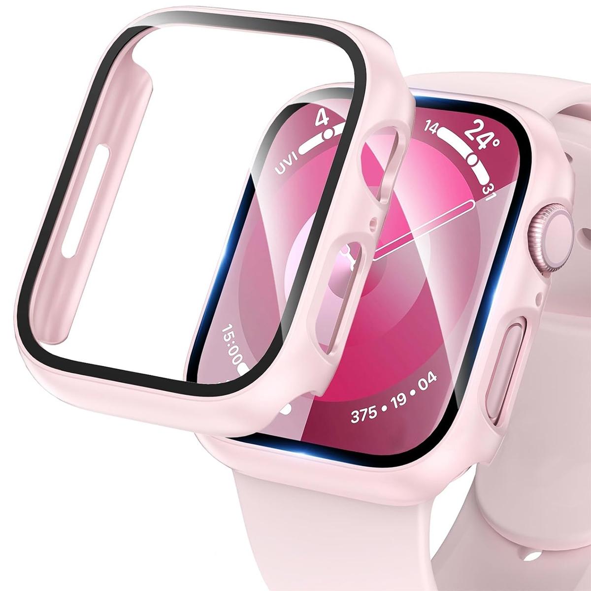 Built-In Tempered Glass Screen Protector, All-Around Hard PC Protective Watch Case Ultra-Thin Cover for Apple Watch Series Ultra/SE/11/10/9/8/7/6/5/4, 38/40/41/42/44/45/46/49 mm, Smart Watch Accessory, Smartwatch Accessories, Protection, Wearable