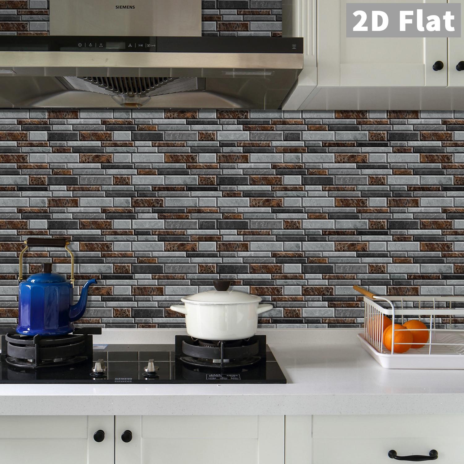 24pcs Marble Tile Stickers, Brick Shaped Patterns, Self-Adhesive Waterproof, Strong Adhesion, Ideal Choice For Rooms, Living Rooms, Kitchens, Corridors