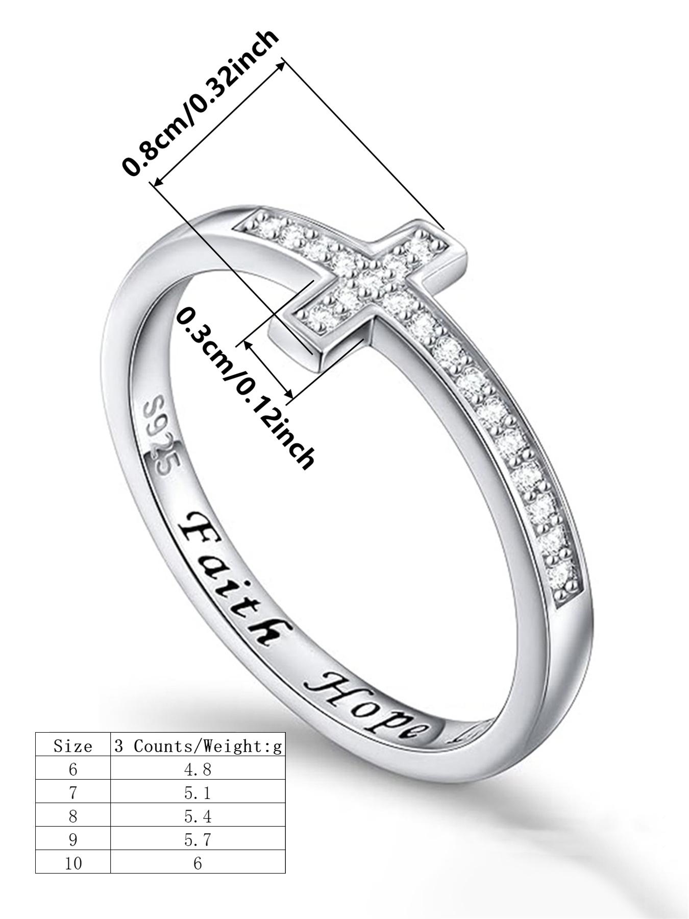 S925 Sterling Silver Fashion Cross Design Ring, Fashion  Silver Engagement Ring for Party, Daily Clothing Decor, Trendy All-match & Exquisite Jewelry for Birthday Gift