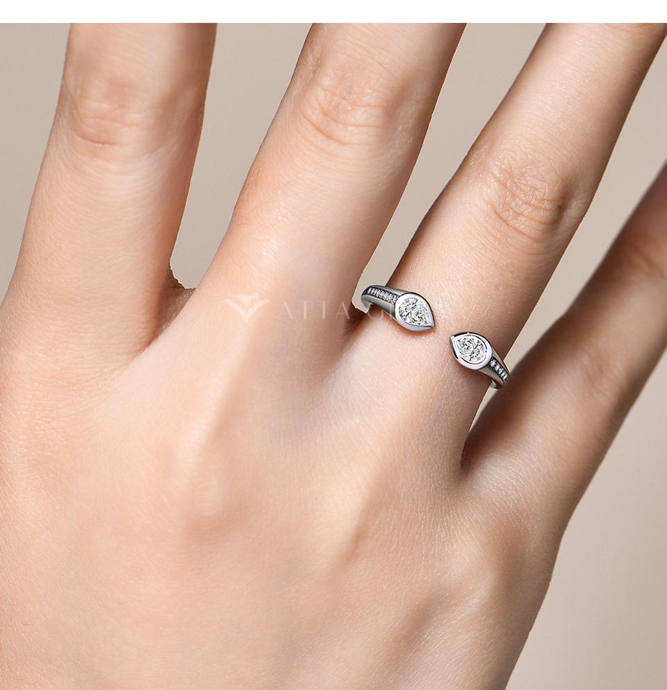 Simple Design 4*3mm Pear Cut Synthetic Moissanite ring Daily Wear Beautiful Jewelry R150