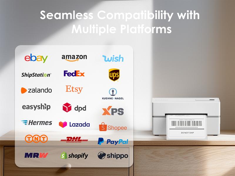 KNAON Thermal Shipping Label Printer BLuetooth Wireless Printer 4x6 for Small Business & Package,Compatible with USPS, Amazon, Shopify, iOS/Android/Windows/Mac