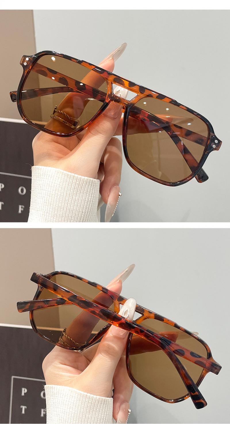 Square double-bridge fashion sunglasses for men and women, trendy street style, UV protection driving glasses, suitable for daily wear, outdoor activities, and blue light protection