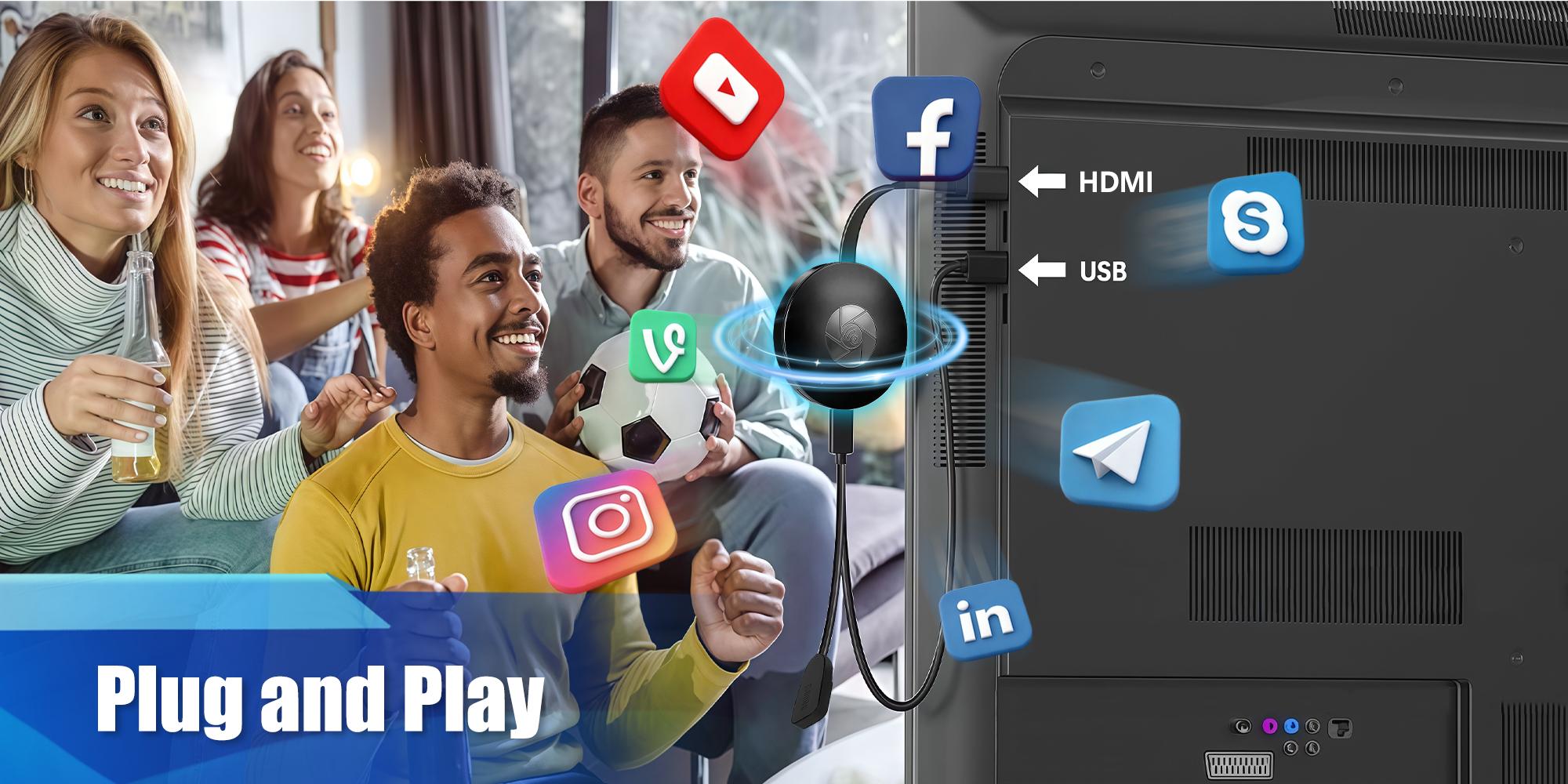 Wireless HDMI Display Adapter – 2.4GHz WiFi HD Screen Mirroring Device for Smartphones, Tablets, Laptops, Stream Videos, Photos, Media Files to TV, Projector, Monitor, Support Miracast Airplay DLNA, Digital Products, Electronic Gadgets