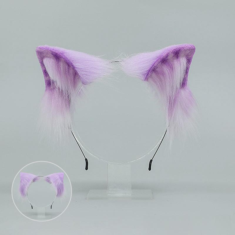 Tiger Spot Cat Ears Furry Tail Women Girls Lolita Animal Ears Hair Hoops Plush Tail Cosplay Costume Accessories