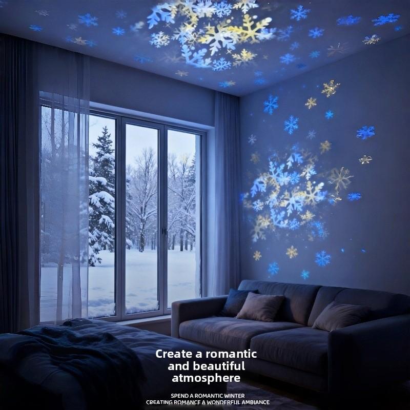 LED Projection Desk Lamp Snowman Christmas Pattern, Dynamic Rotating Holiday Decoration Light, Bedroom Room Atmosphere Laser Projector Gift, Bedroom Led Lights