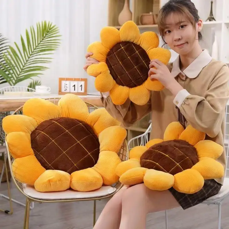 Office Sunflower Plush Cushion Pillow Living Room Sofa Headboard Plush Decorative Pad Car Sunflower Car Seat Plush Back Cushion