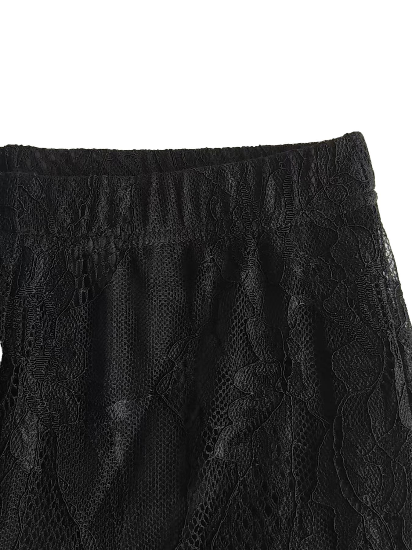 Women's Tight-Fitting Lace Floral Sexy Bell Bottom Pants, Stylish and Comfortable High Waist Design, Perfect for Casual and Party Wear