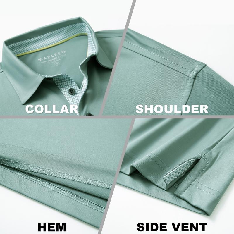 MAELREG Men's long sleeved casual solid color fashion Polo shirt, golf polo shirt,business casual outfits,Advanced tailoring process,Gifts for men.