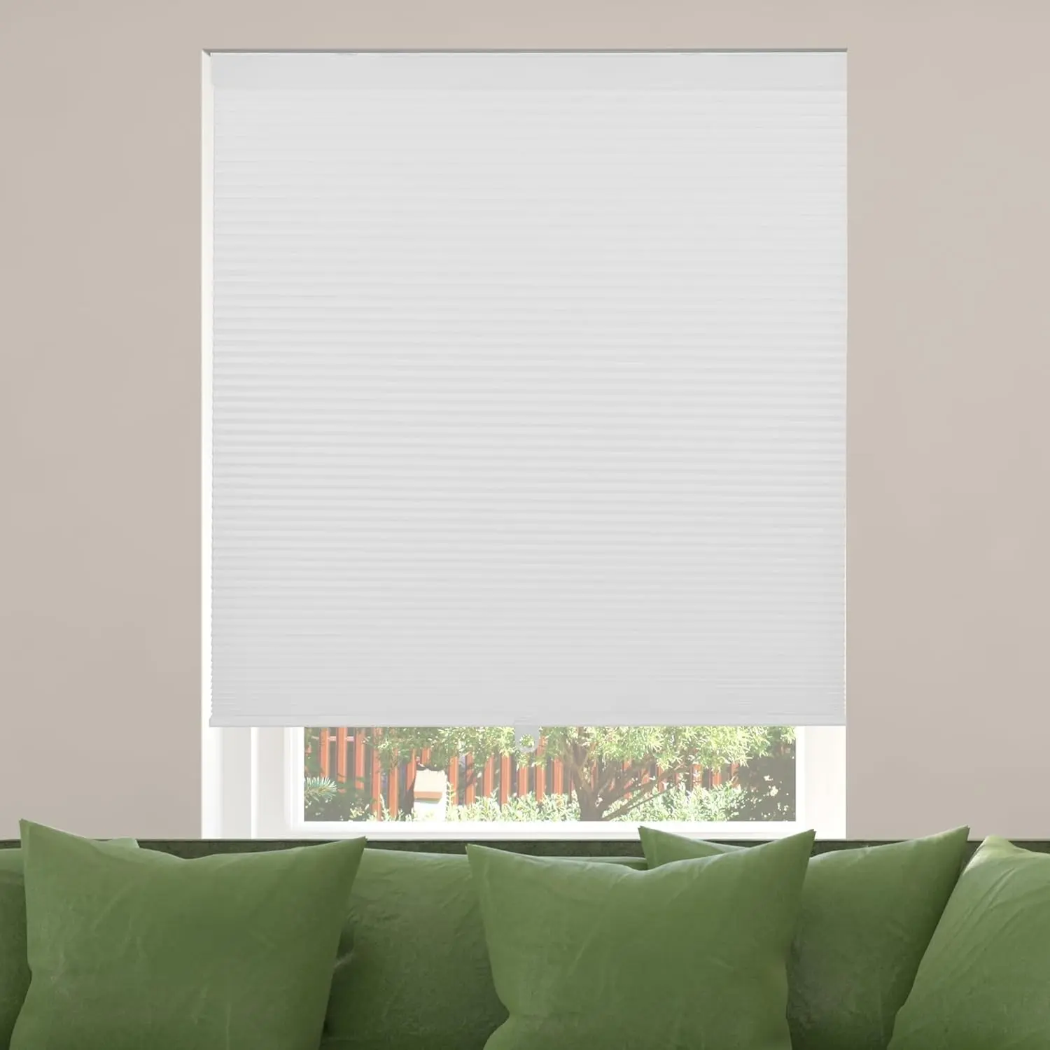 Cellular Honeycomb Shades, 34" W x 60" H, White, Blackout | Cordless Cellular Window Blinds for Indoor Windows, 3/8" Single Cell Honeycomb Shades/Blinds for Home, Blackout + Insulation