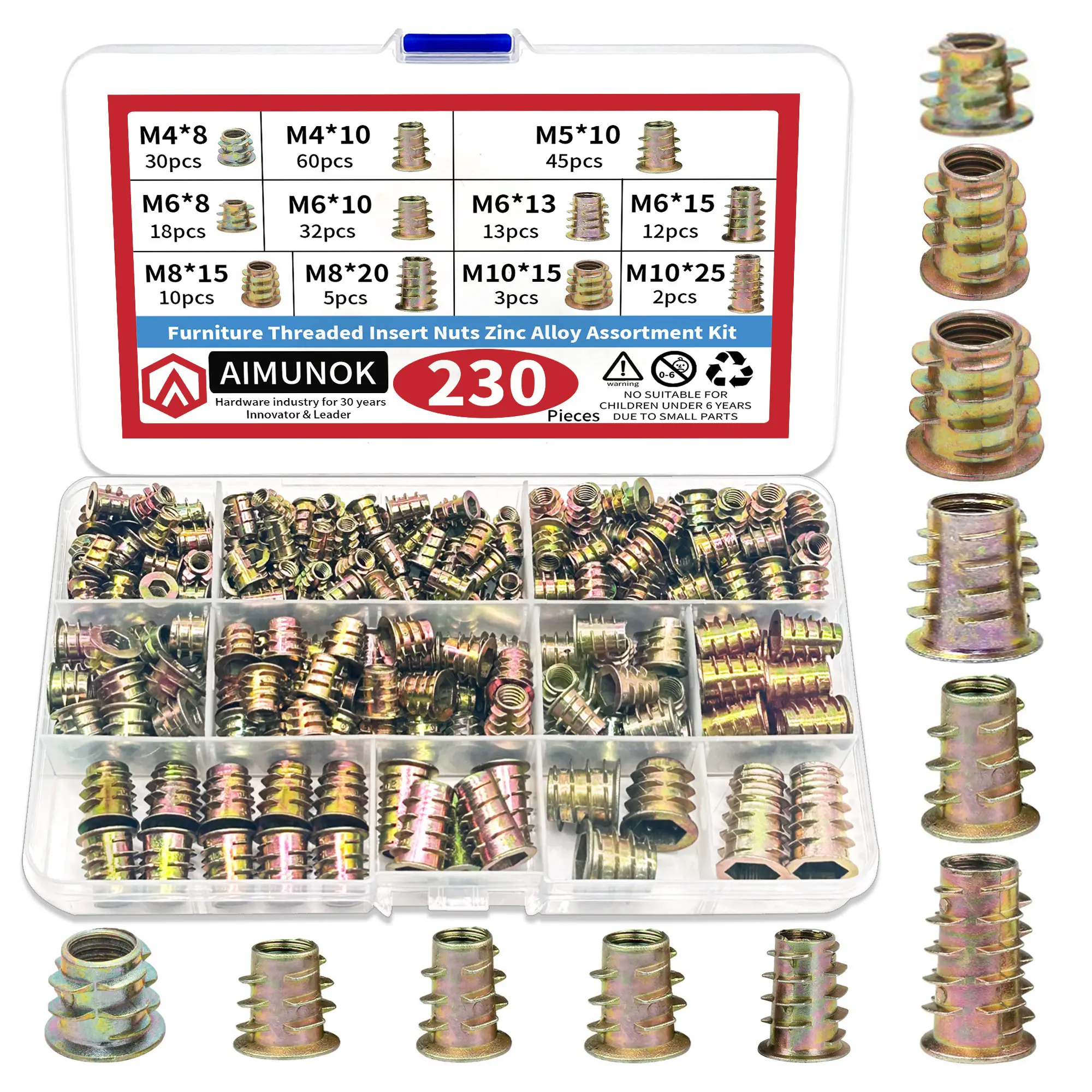 Aimunok Zinc Alloy Internal & External Thread Screws, Male-Female Thread Fasteners, Durable Metal Hardware for Various Applications