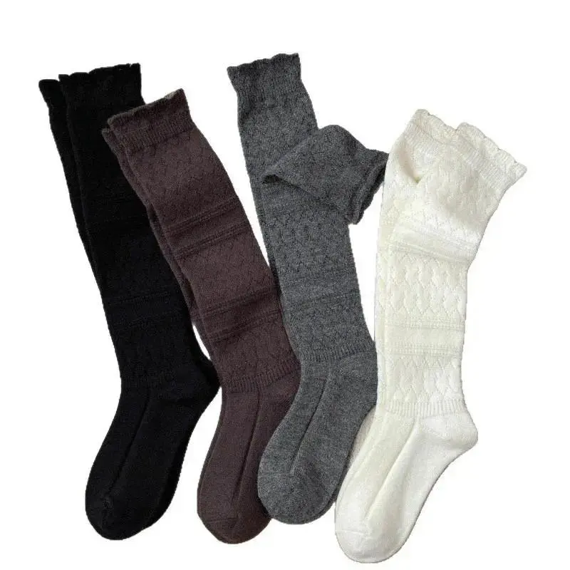 4 Pairs Women’s Knee-High Knit Socks, Soft Ribbed Long Boot Socks in Neutral Colors, Cozy Fall Winter Socks for Boots, Loafers, Mary Jane Shoes, Skirts, Dresses & Everyday Wear