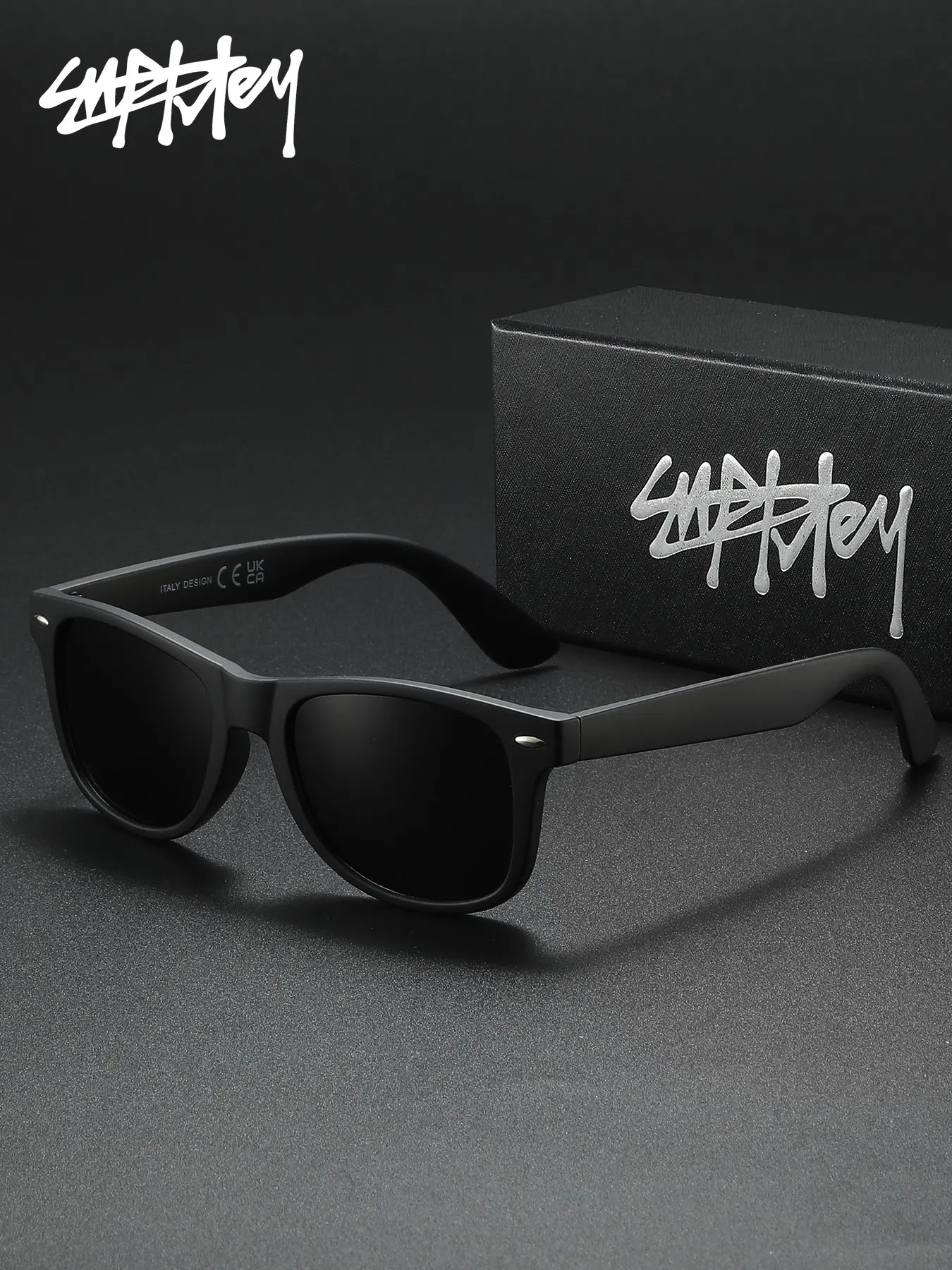SUPKLEY Unisex Simple Casual Polarized Square Sunglasses with TAC Lenses, Suitable for Campus, Driving and Daily Wear, Anti-Glare Design, Trendy Essential Accessory for Outdoor Activities, Fashionable Multifunctional Shades, Cool Polarized Glasses