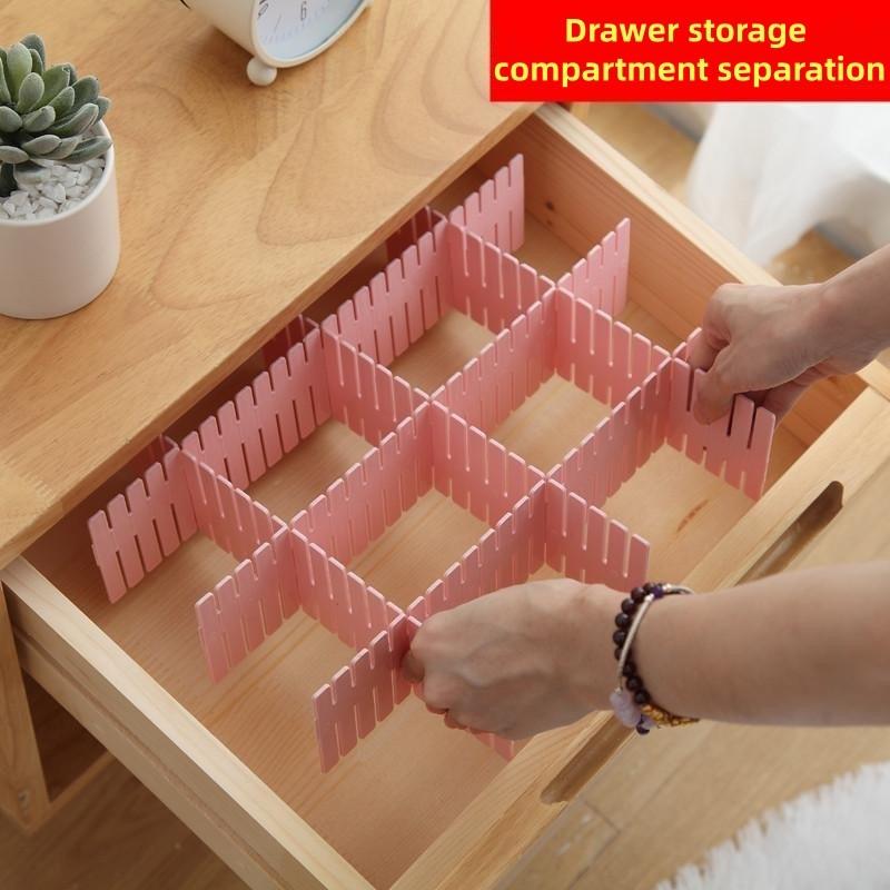 6pcs Adjustable Drawer Dividers, Thick PP Material Non-Slip, Home Storage Organizer, Suitable for Wardrobe, Underwear, Socks, Kitchen Utensils