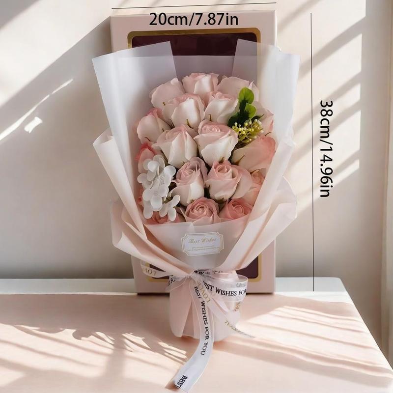 Artificial Rose Gift Box, 1 Count 18 Roses Artificial Flower Bouquet, Fake Flower Bouquet, Birthday Gift for Girlfriend, Wedding Anniversary Gift