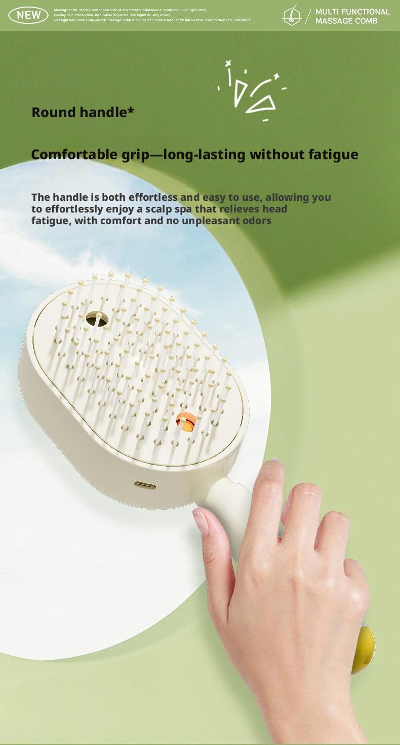 Overseas viral electric spray massage comb, retractable anti-tangle black technology, Tangle Free Hair, hair nourishing and protecting air comb, multifunctional spray hair care comb, 10ml oil storage tank, anti-breakage hair