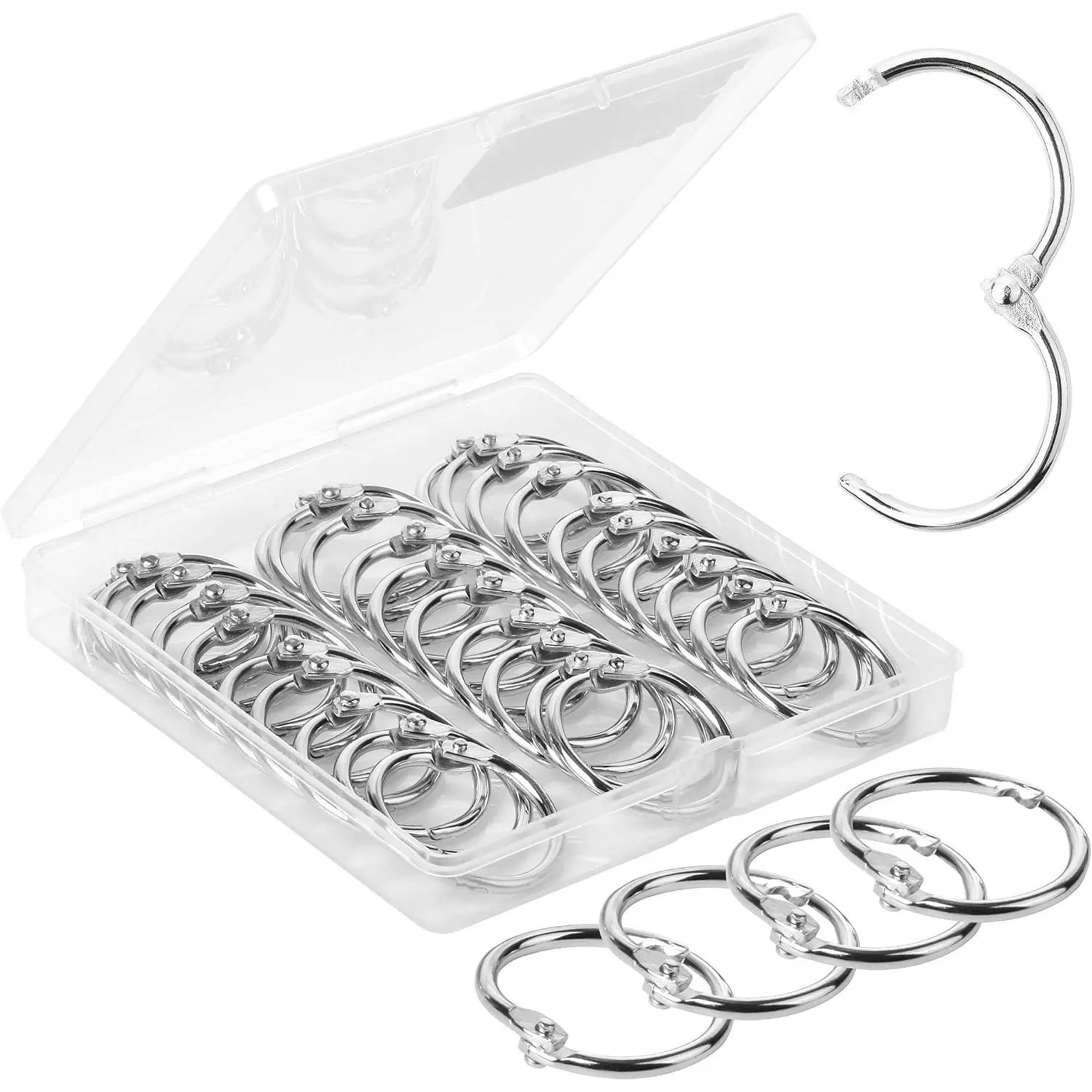 1 Inch Metal Loose Leaf Binder Rings, 40 Pack - Book Rings for Index Cards, Keychains, School, Home, Office, Silver