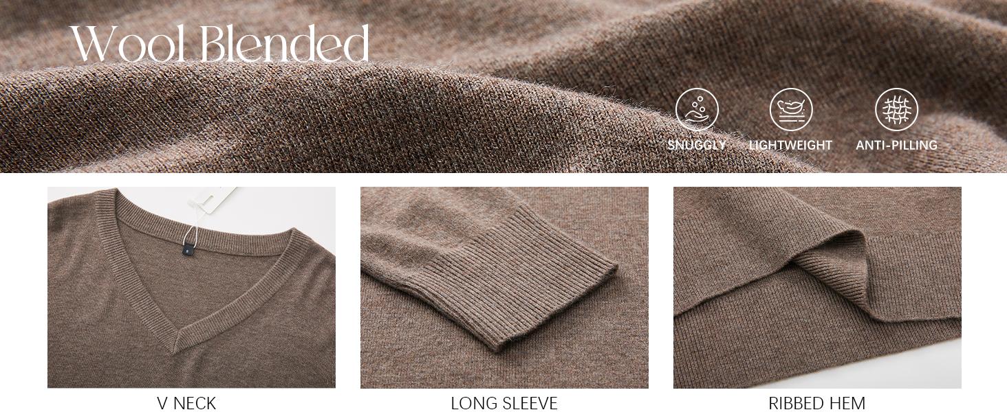 Arach&Cloz 2026 Womens Wool Blend Sweater Soft V Neck Long Sleeve Spring Fashion Pullover Tops Business Casual Outfits