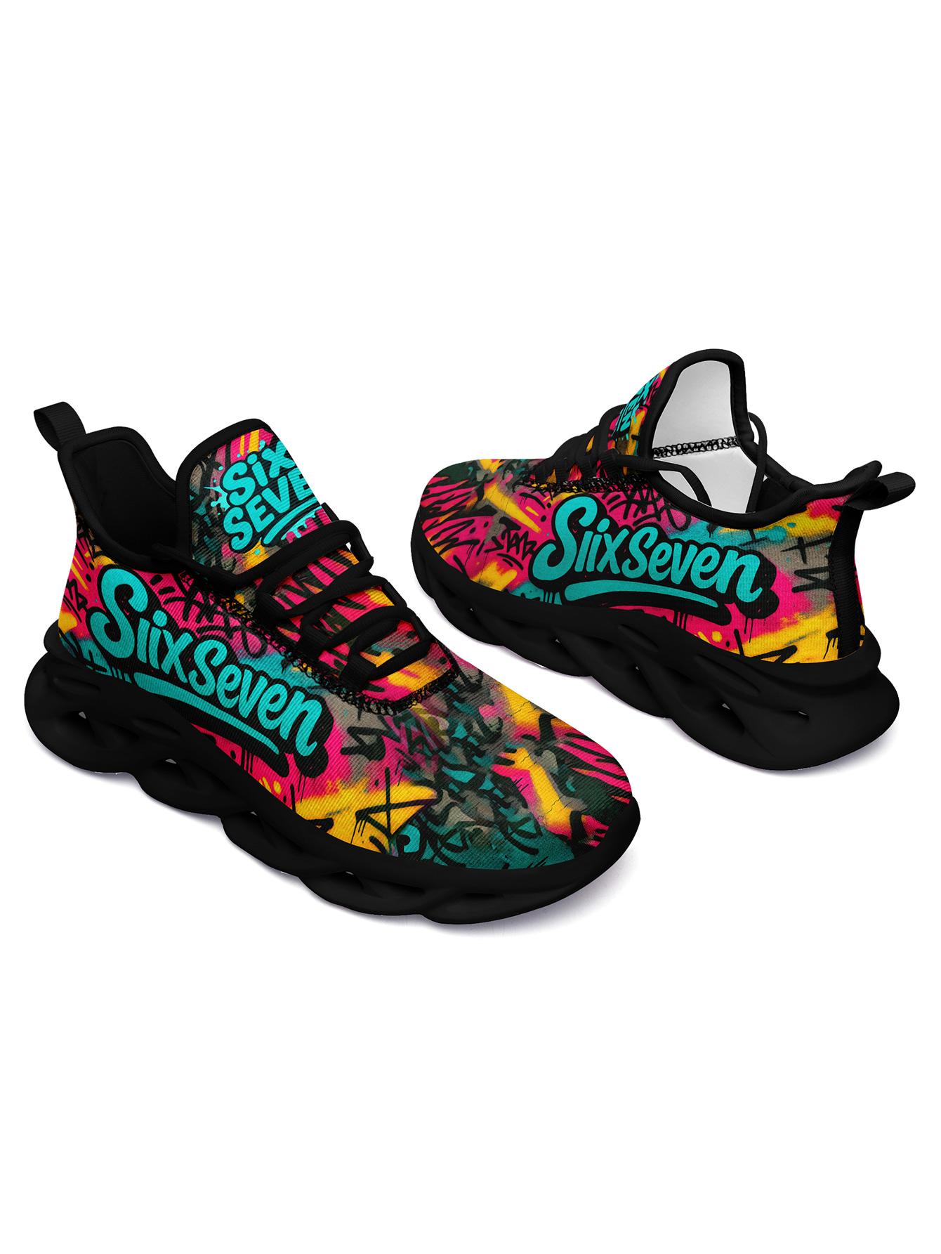 Stylish Women's SixSeven Breathable Athletic Shoes, Graphic Print Sneakers, Comfortable Lightweight Footwear, Fashionable Women's Sneakers for Gym Outings and Fitness-Inspired Wear