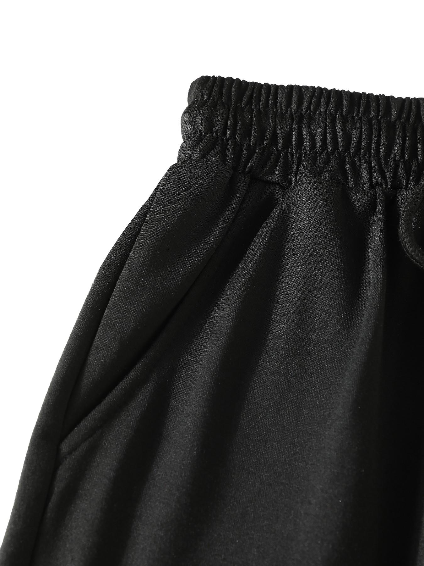 Women's Letter Print Drawstring Waist Shorts, Casual Elastic Waist Pocket Shorts for Summer, Ladies Bottoms for Daily Wear