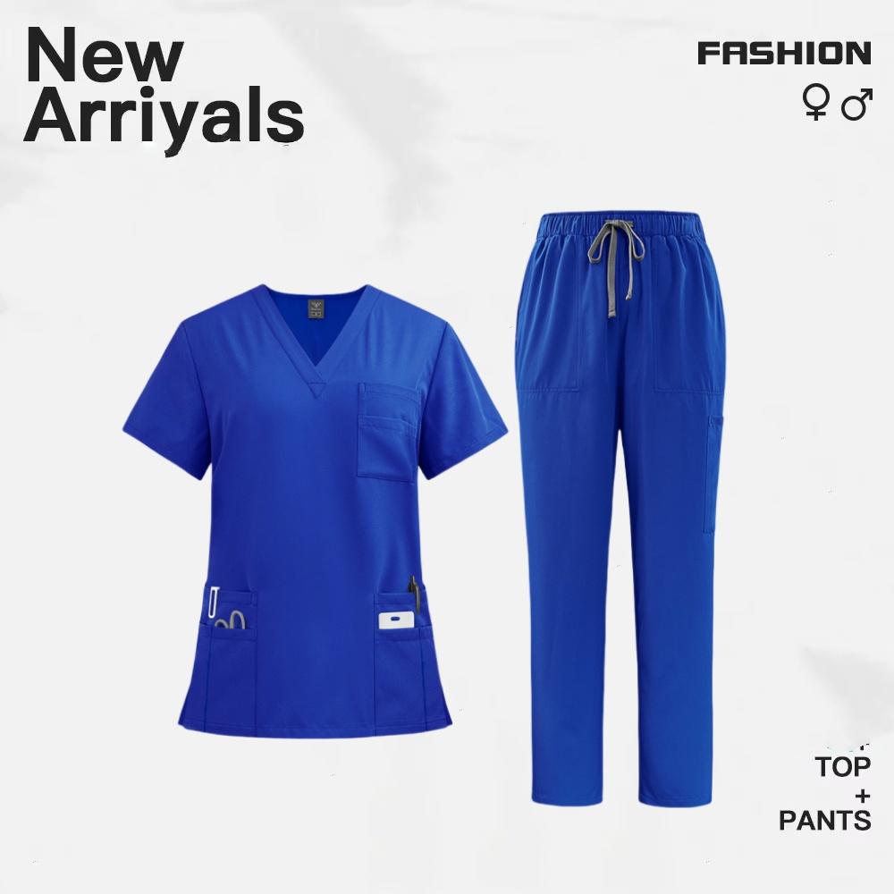 Women's Operating Room Scrubs Short Sleeve Nurse Uniform Operating Gown and Isolation Gown