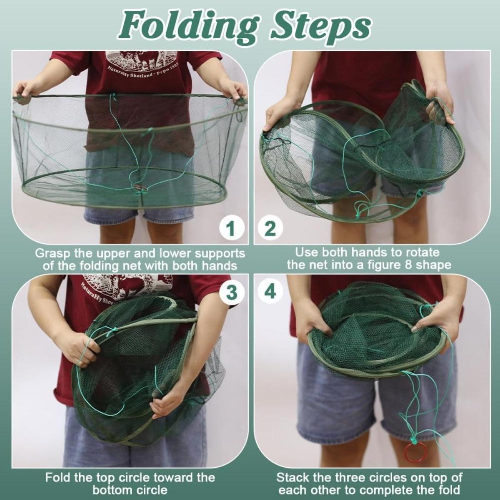 Portable Crab Net & Basket - Foldable Fishing Trap for Minnows, Crawfish, Shrimp