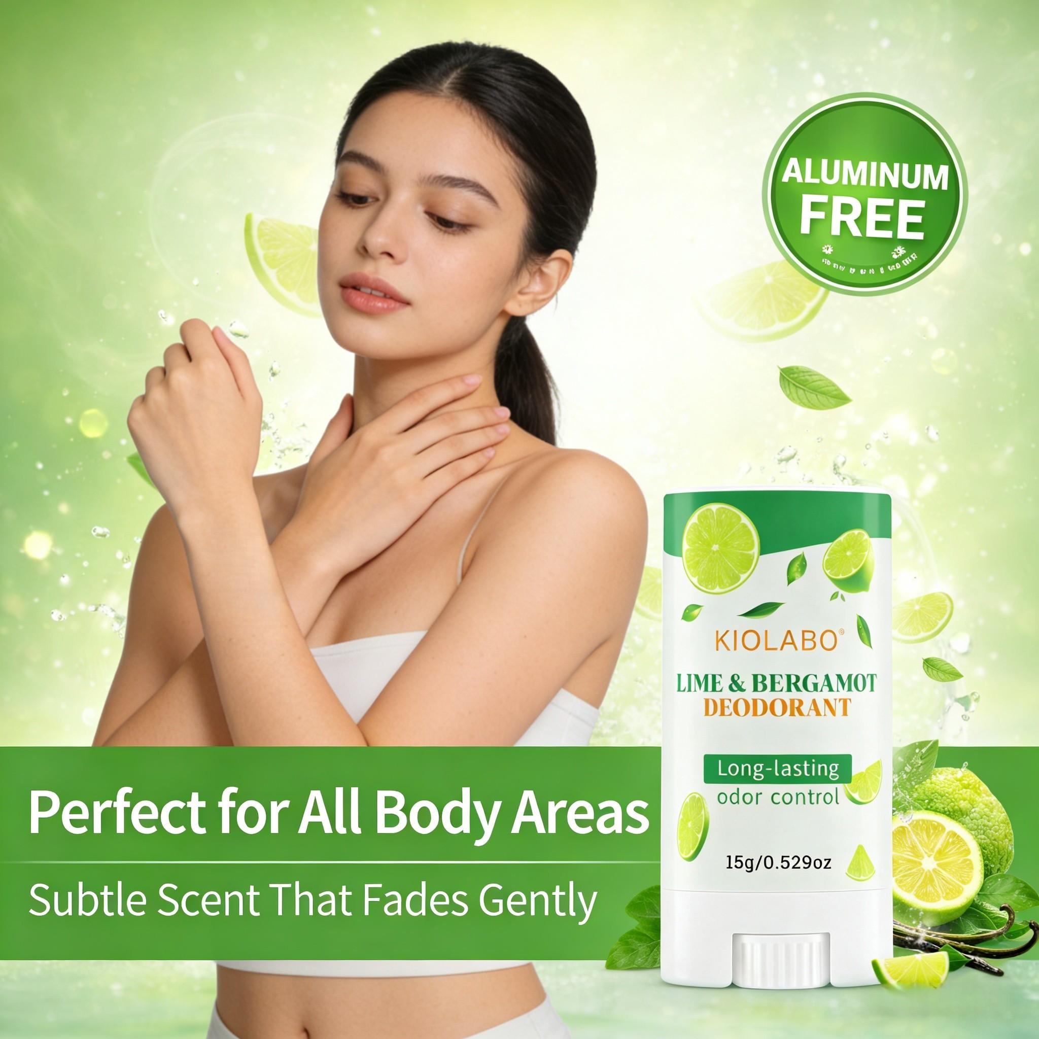 Lime & Bergamot Deodorant Stick for Men & Women, Long Lasting Odor Control, Fresh Citrus Fragrance, Natural Daily Body Deodorant, Travel Size