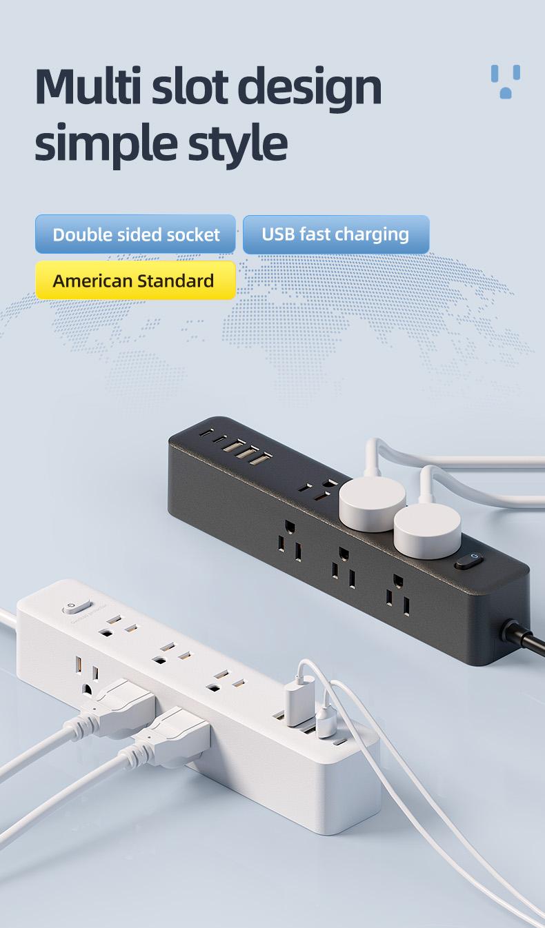 Surge Protector Outlet, 9 Ac Sockets, 3 USB Ports, 2 Type-C, Wall Mountable, Overload Protection, /, Versatile Use