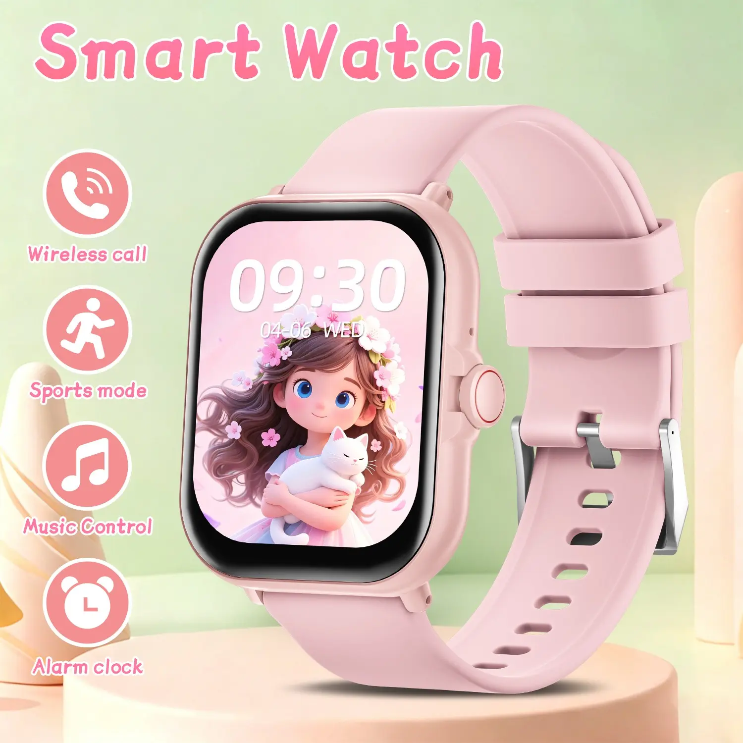Simsonlab Kids Smartwatch,  300mAh low-power, large capacity battery, comes with a calculator, step counter, various cute watch faces, multiple sports modes, water drinking reminders—combining looks and functionality,Practical tools,gifts for kids