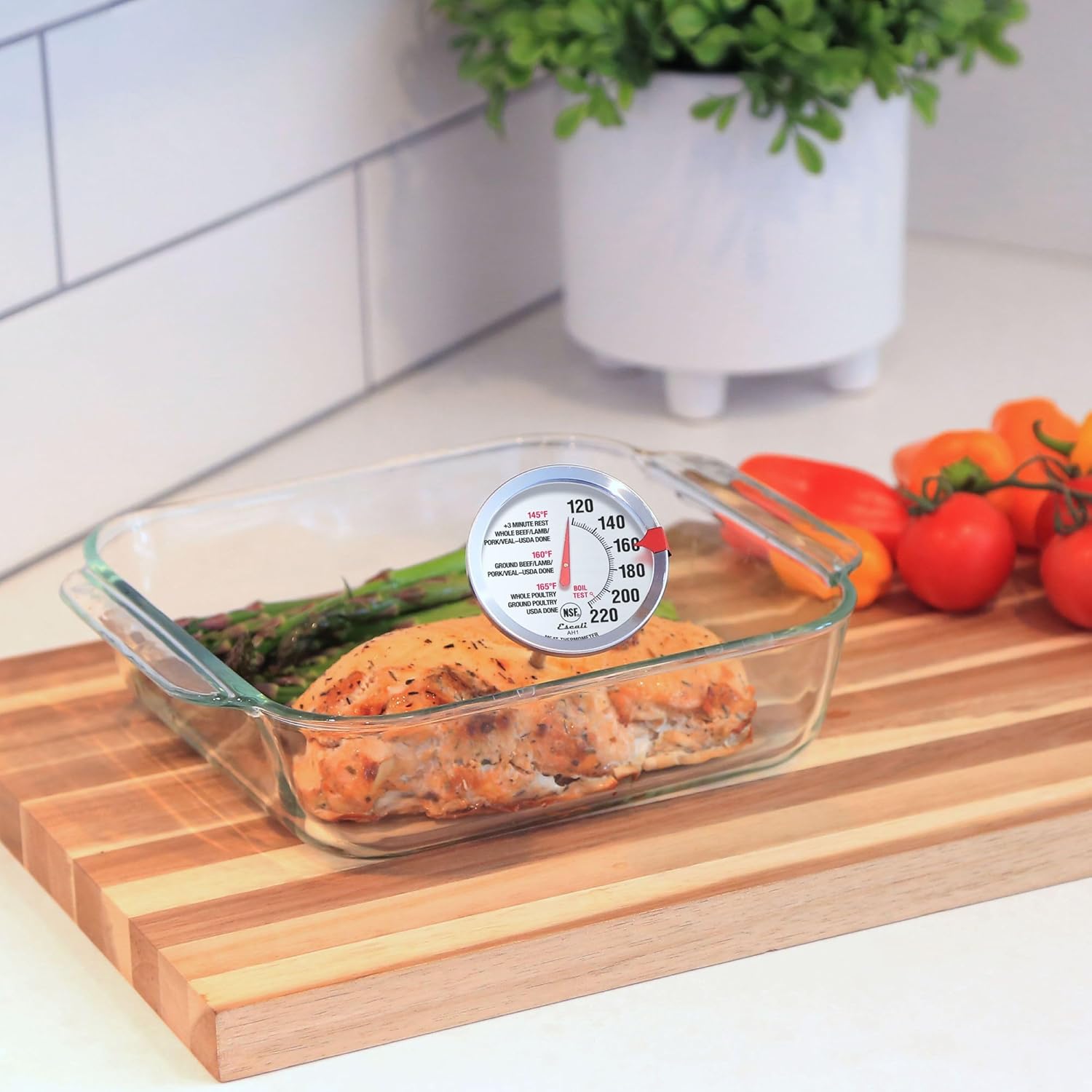 Stainless Steel Oven Safe Meat Thermometer, Extra Large 2.5-inches Dial, Temperature Labeled for Beef, Poultry, Pork, and Veal, Kitchen Cooking Accessories, Kitchen Tools