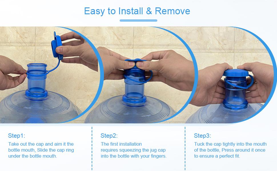 3 PCS/8 PCS 3 & 5 Gallon Water Jug Cap, Reusable Replacement Cap, Upgrade Non Spill Bottle Caps Fits 55mm Water Jug