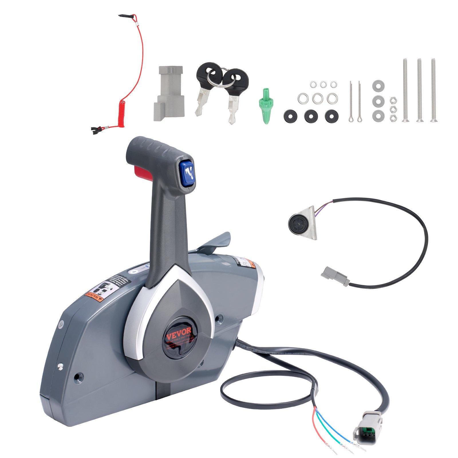 Summervibes VEVOR Boat Throttle Control, 5006180 Side-Mounted Outboard Remote Control Box for Evinrude Johnson, Marine Throttle Control Box with Power Trim Switch and Lanyard