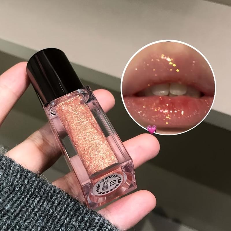 Shimmering Glitter Lip Gloss, Radiant Metallic Pearl Finish, Shiny Makeup Effect with Long-Lasting, Non-Sticky Formula, Suitable for All Skin Types