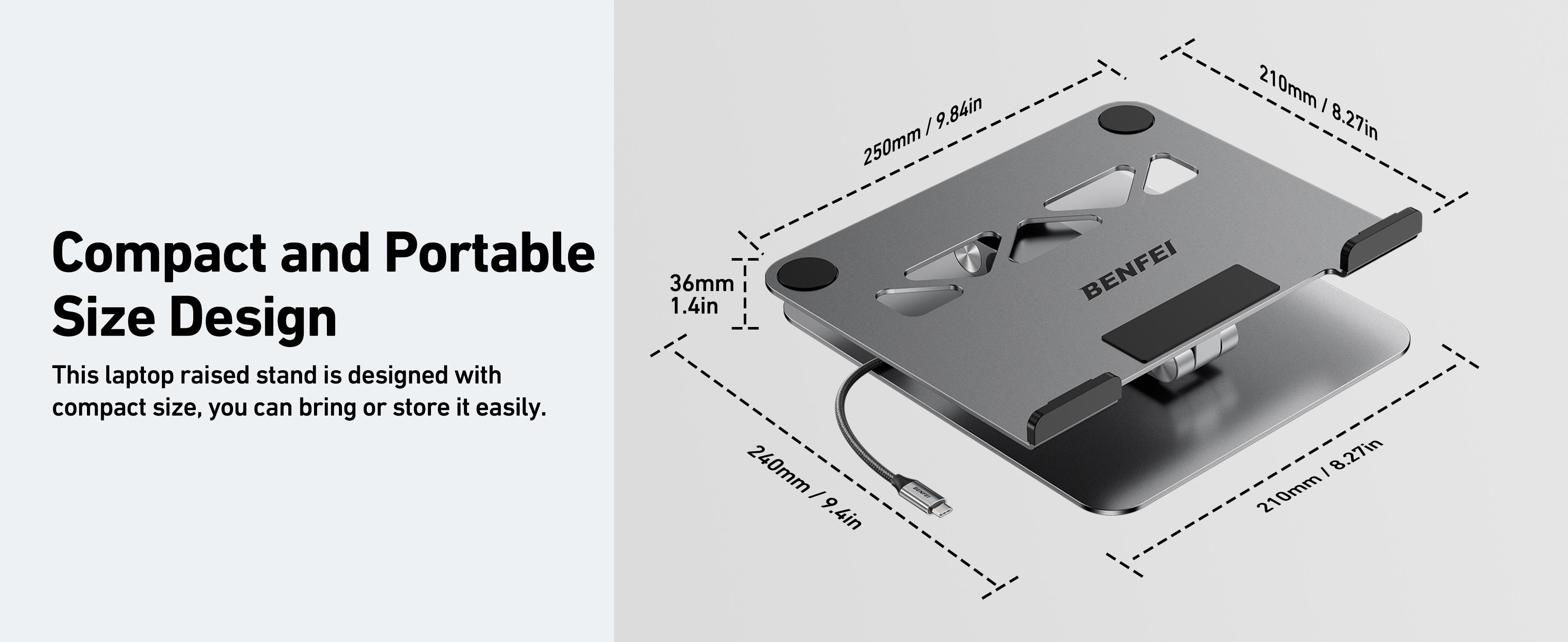 BENFEI Laptop Stand with USB C 7in1 Docking Station,HDMI 4K@60Hz,1*SD 1*Micro SD,100W Power Delivery,10Gbps 1*USB C 3.2 and 2*USB A 3.2 Compatible with MacBook Pro/Air, iPad Pro, XPS, Thinkpad